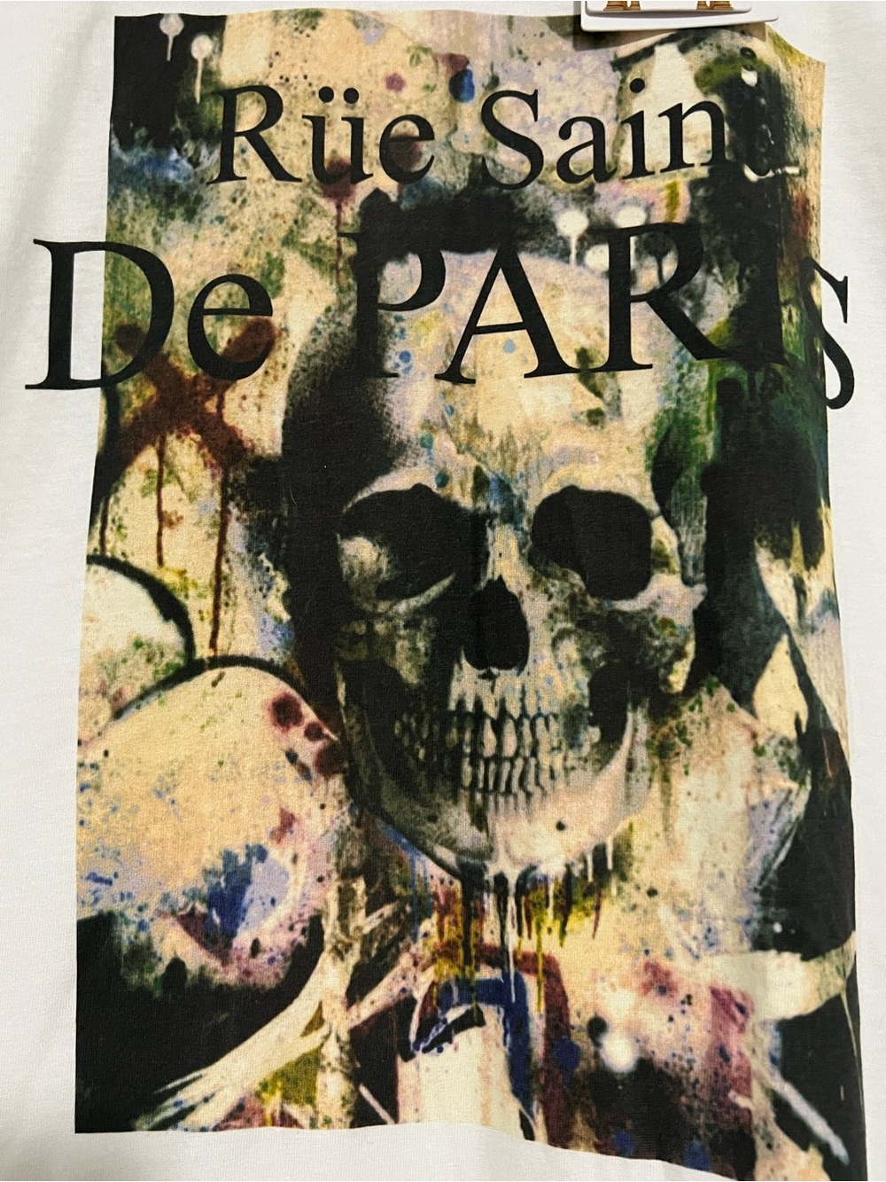 Denim & Flower White Graphic Skull Tee with Multicolor Print - Picture 4 of 6
